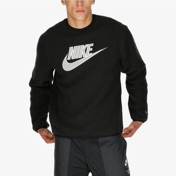 Nike Sportswear Essential Sherpa Sweatshirt Men's M Black White DD5017-010 NSW - Picture 2 of 16